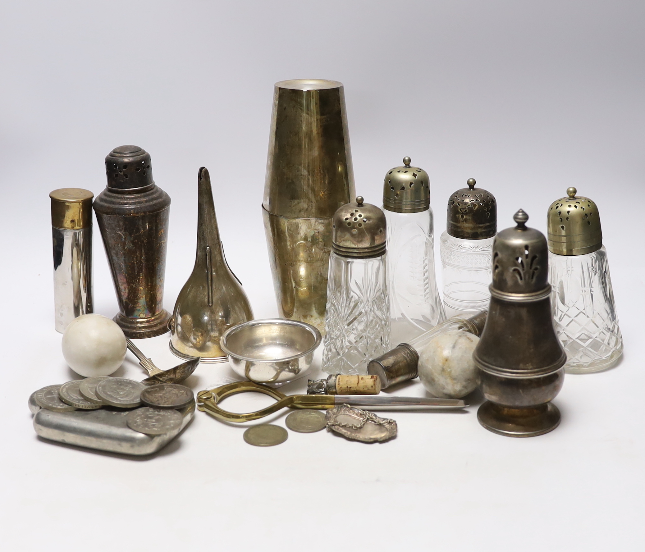 A group of plated ware and collectables